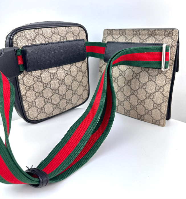 Gucci GG Supreme Double Web Belt Bag