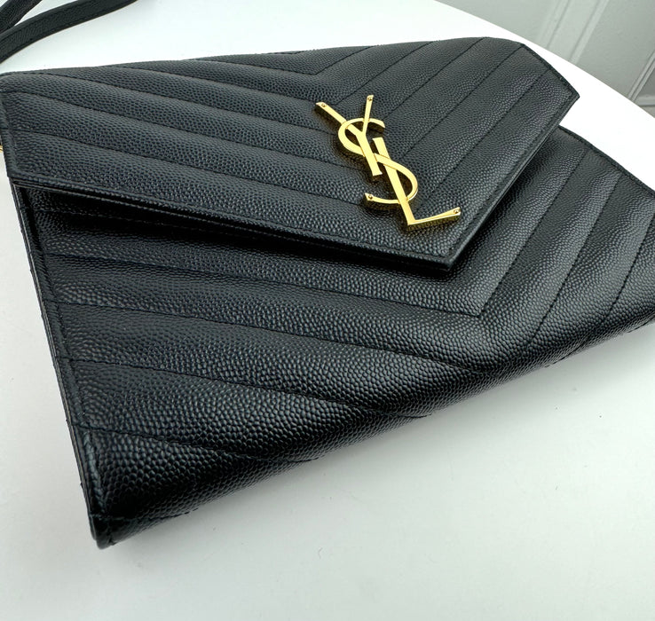 Saint Laurent Monogram Flap Clutch Wristlet Bag