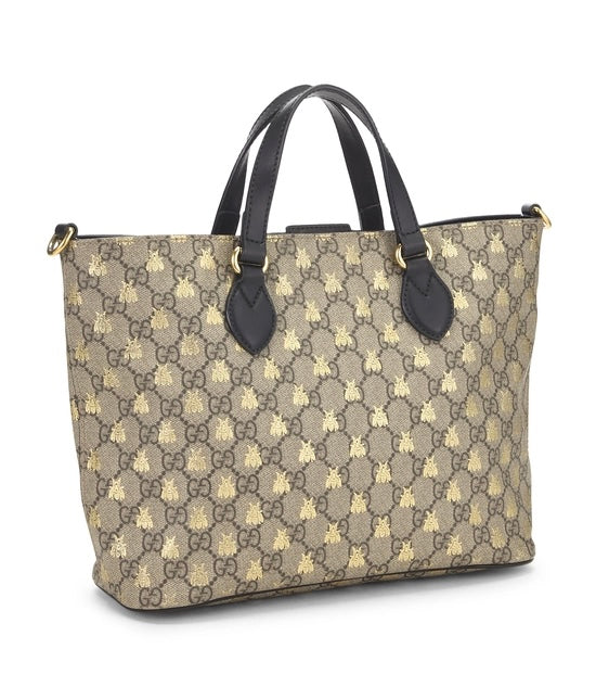 Gucci Soft GG Supreme Monogram Bees Small Crossbody Tote Beige