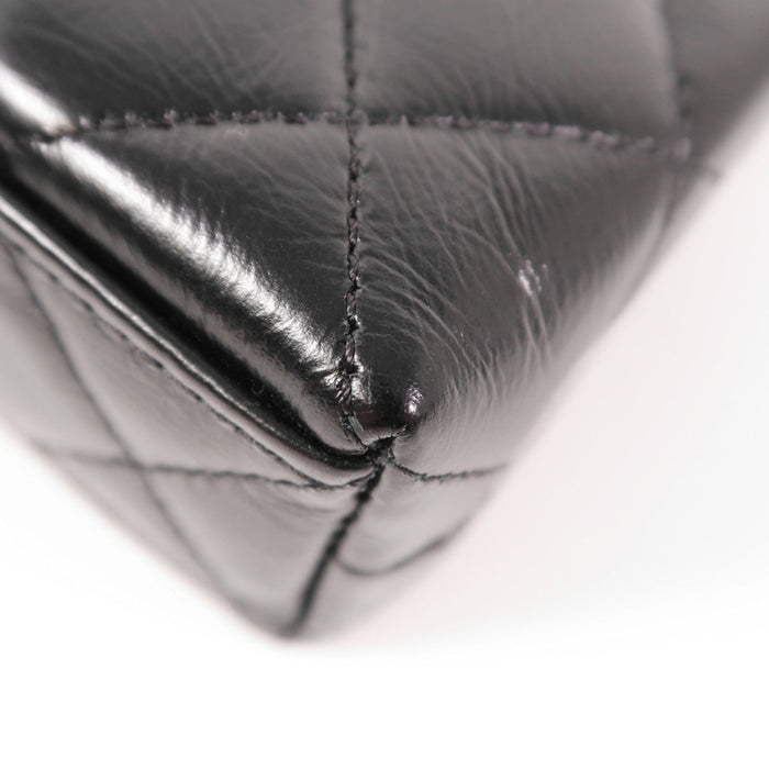 Chanel Shiny Aged Calfskin Quilted Mini Nano Kelly Shopper Black