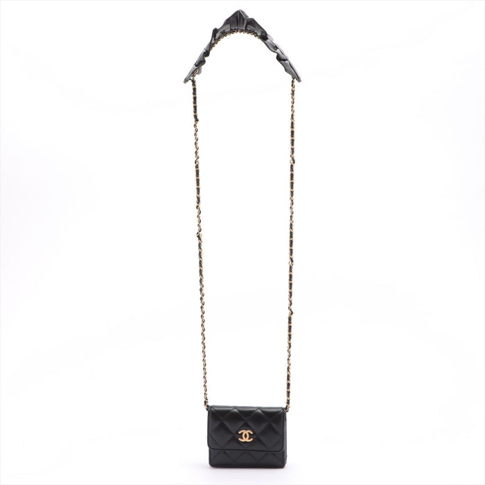 Chanel Romance Clutch/ Wallet With Chain Quilted Lambskin Mini
