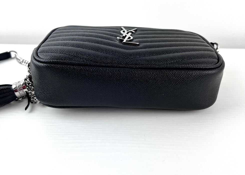 Saint Laurent Mini Lou Bag in Quilted Grain de Poudre Embossed Leather