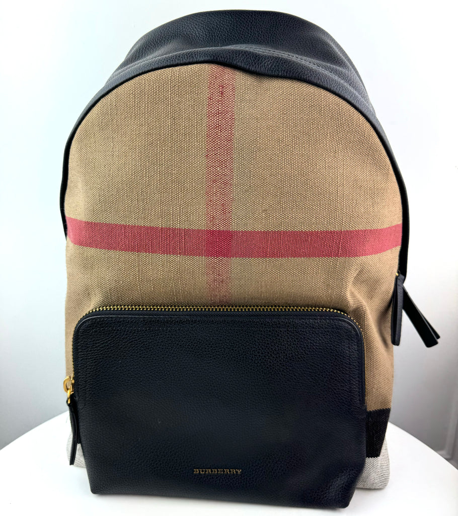 Burberry Abbeydale Backpack House Check Canvas and Leather Medium — LSC INC