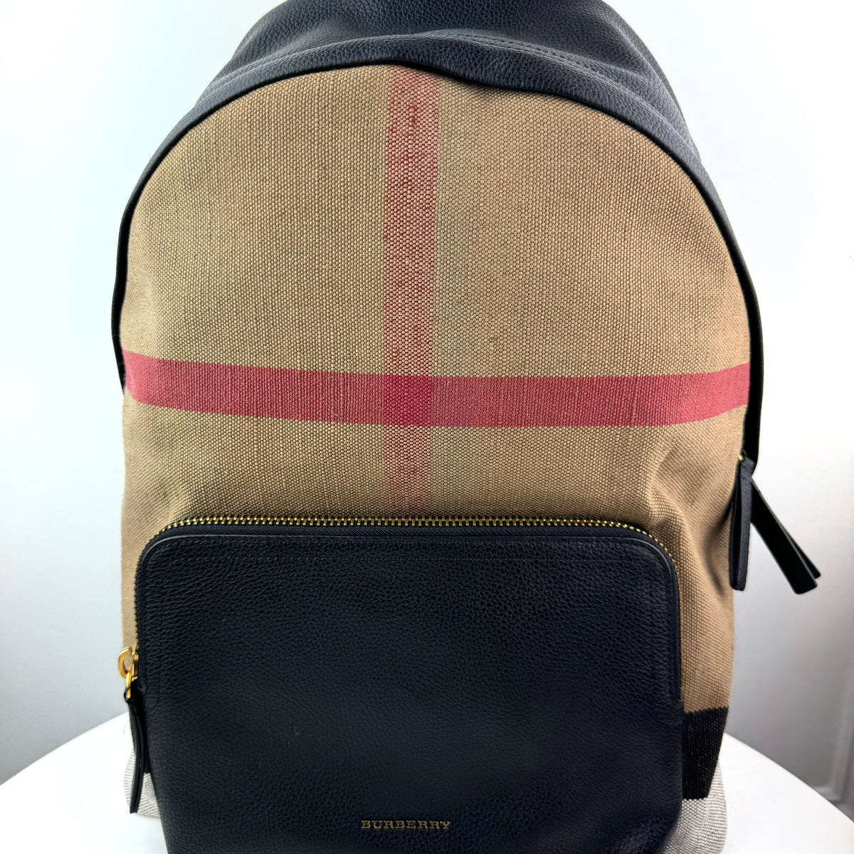 Burberry Abbeydale Backpack House Check Canvas and Leather Medium LSC INC
