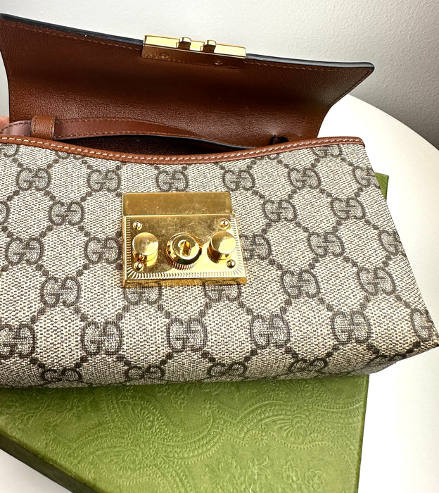 Gucci Padlock GG leather-trimmed shoulder bag