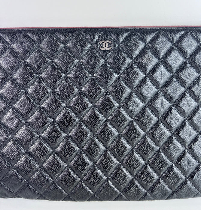 Chanel large O-Case Pouch Caviar Leather