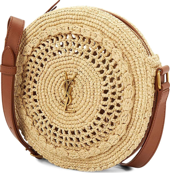Saint Laurent Round Raffia Crossbody Bag