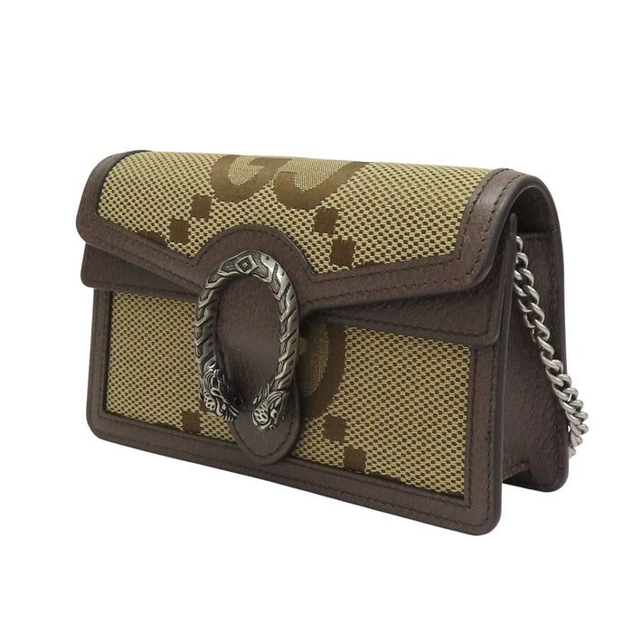 Gucci Dionysus Jumbo GG Super Mini Bag in Camel and Ebony Canvas