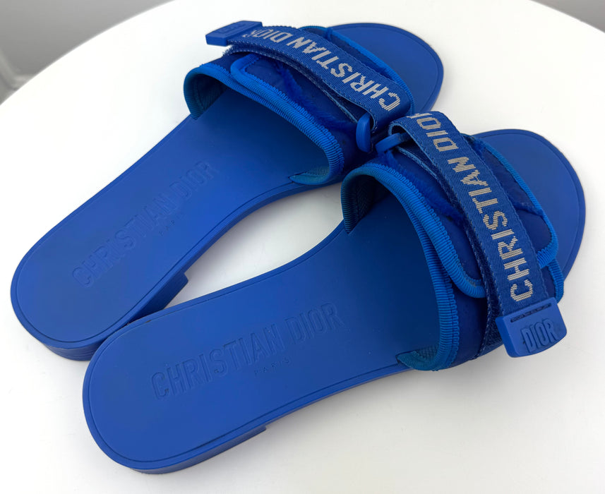 Dior (R)evolution Slides in Bright Blue Camouflage Technical Fabric