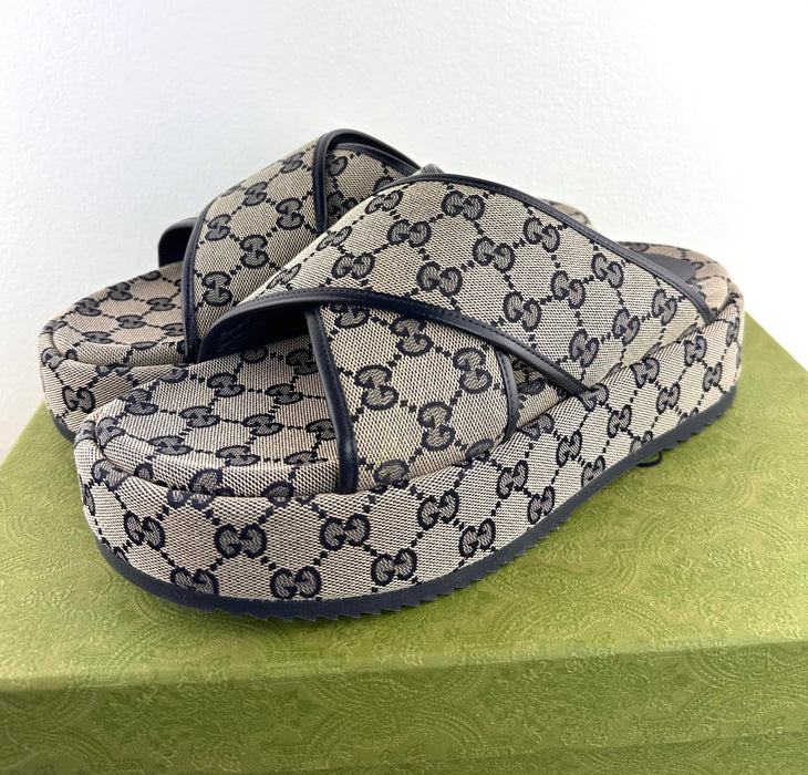 Gucci GG Slide Sandal Navy