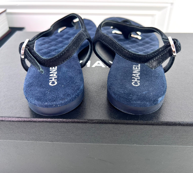 Chanel Navy Thong sandals size 36