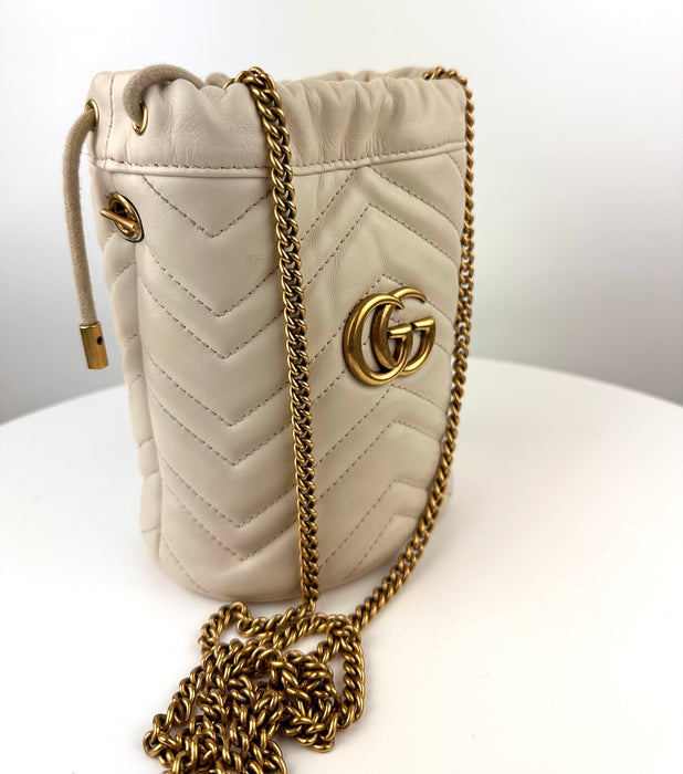 Gucci GG Marmont Mini Bucket Bag in Ivory