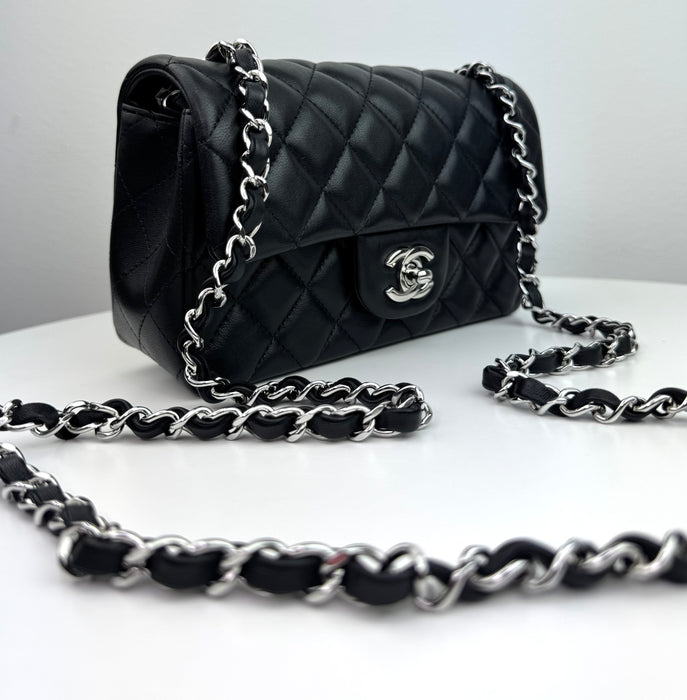 Chanel Classic Mini Flap Bag in Black with Silver hardware