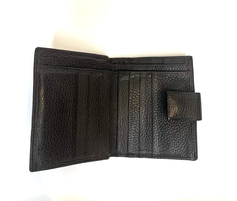 Gucci Calfskin Denim Monogram French Flap Wallet