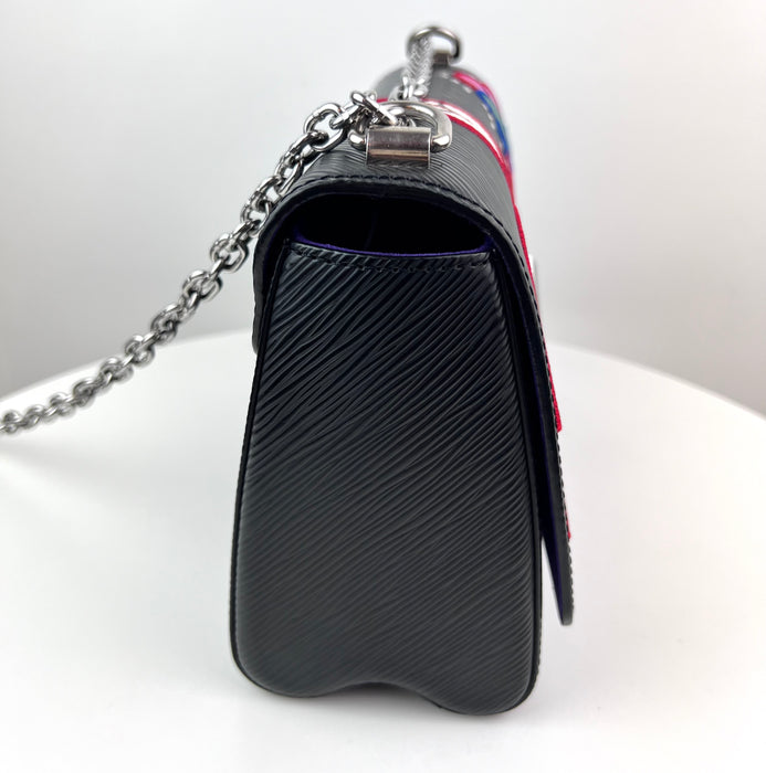 Louis Vuitton Epi Travel Stickers Twist Shoulder Bag MM Black