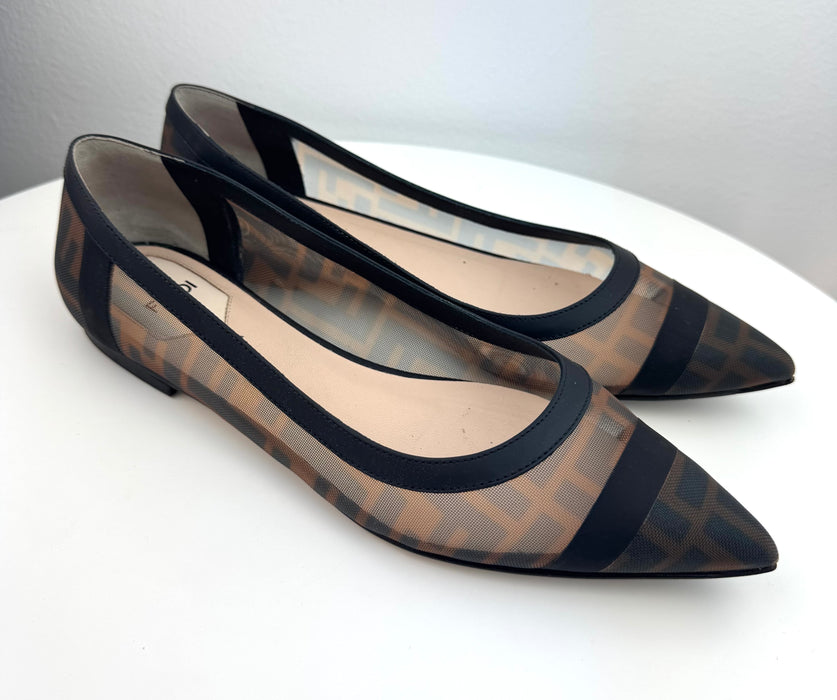 Fendi FF Mesh Colibri Ballerina Flats