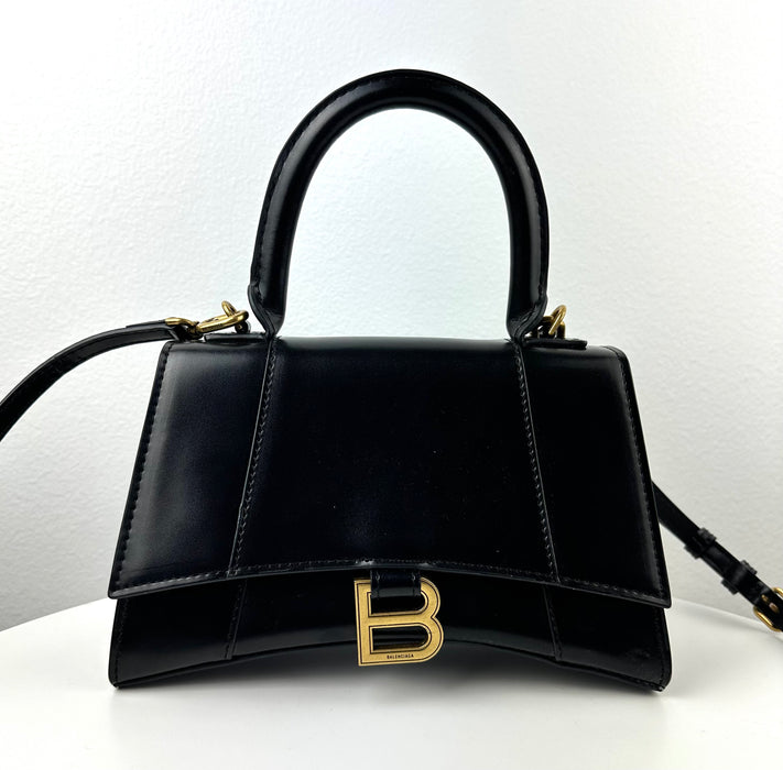 Balenciaga Hourglass Small Top Handle Bag in Black