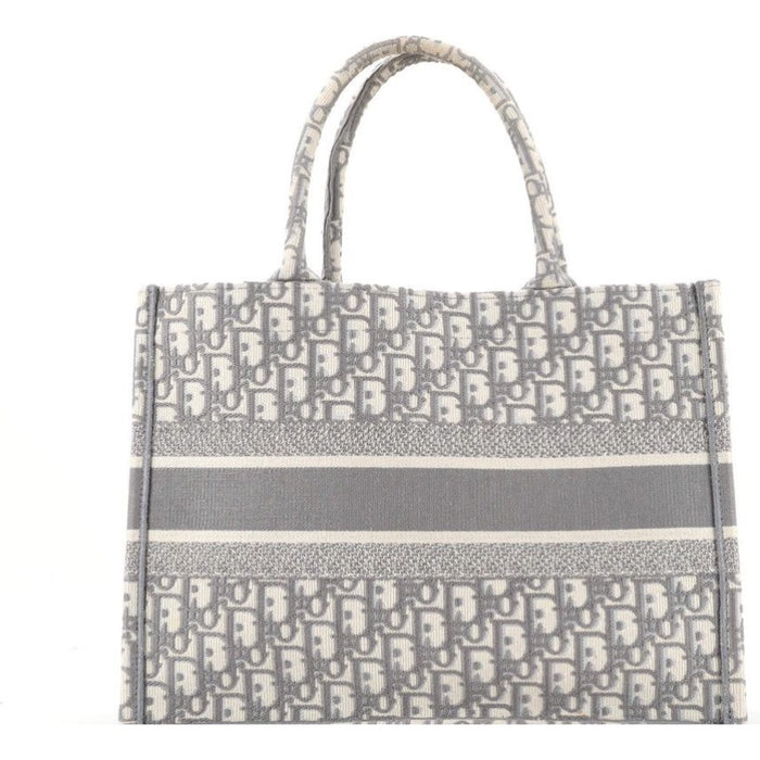 Dior Medium Dior Book Tote Ecru and Gray Dior Oblique Embroidery
