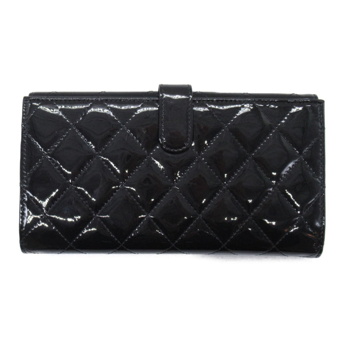 Chanel Black Brilliant Double Sided Long Wallet Patent Leather