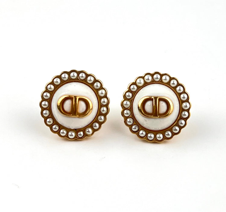 Dior Petit CD Baroque Stud Earrings