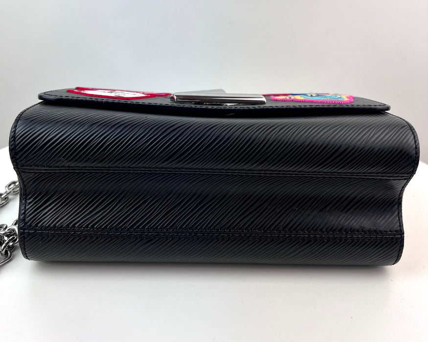 Louis Vuitton Epi Travel Stickers Twist Shoulder Bag MM Black