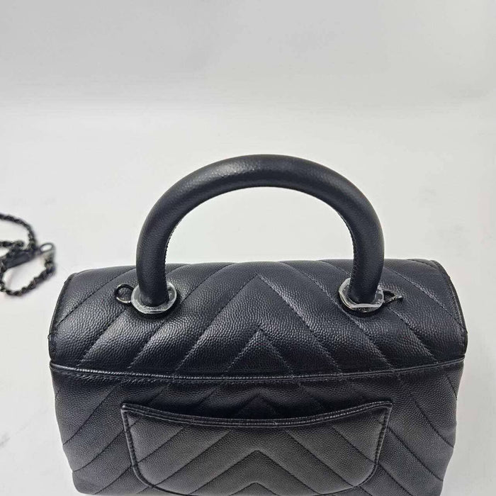Chanel Chevron Small Caviar  Coco Top Handle Flap bag