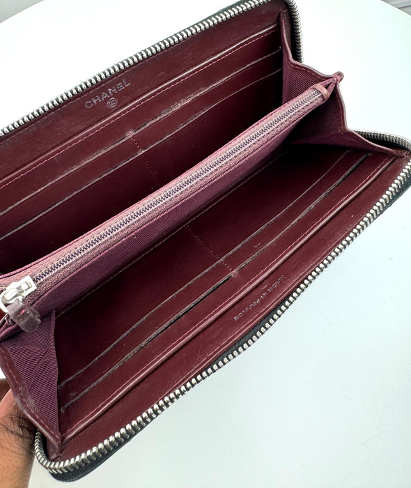 Chanel Lambskin Black Zip Wallet