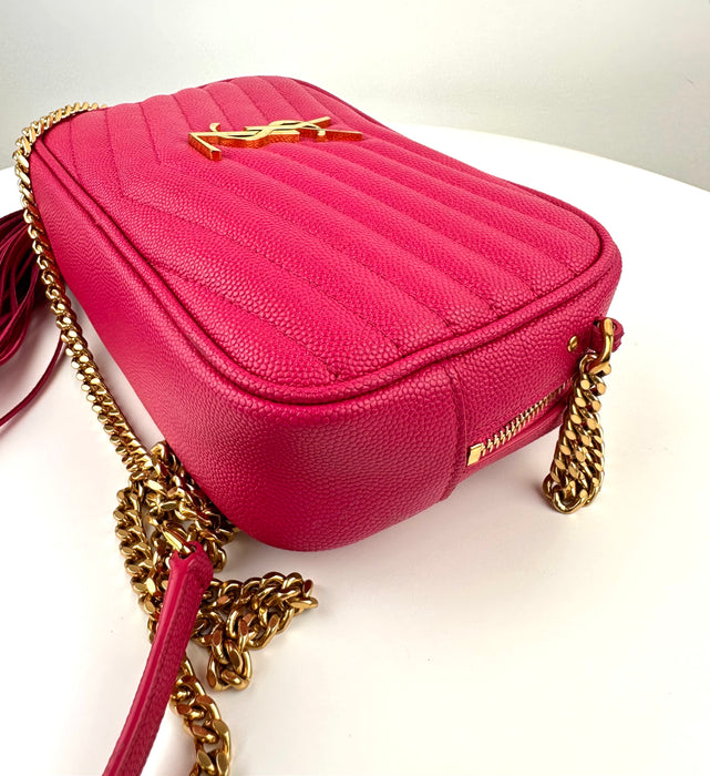 Saint laurent Mini Lou Quilted Leather Crossbody Bag Fuschia