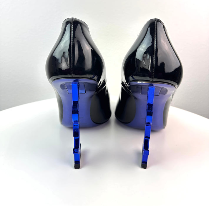 Saint Laurent Opyum Patent Leather Pumps Black Blue