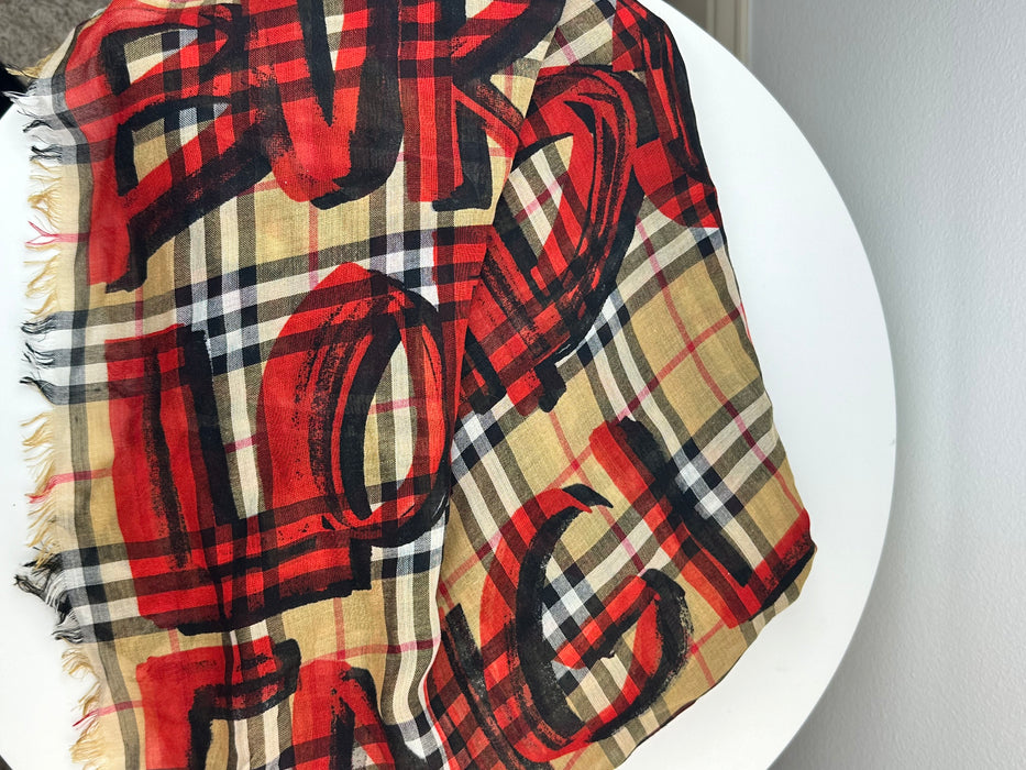 Burberry Graffiti logo scarf