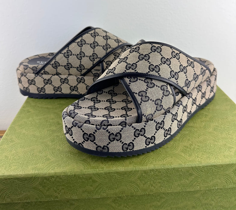 Gucci GG Slide Sandal Navy
