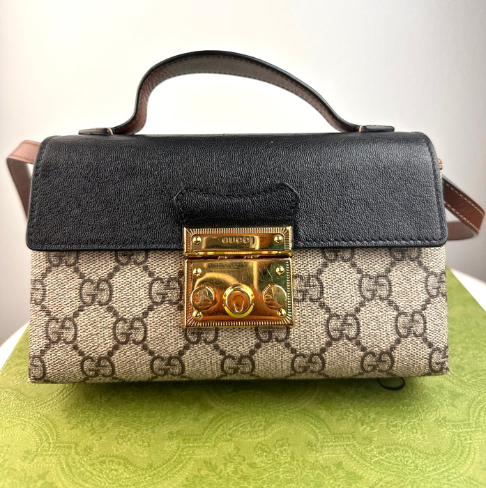 Gucci Padlock GG leather-trimmed shoulder bag