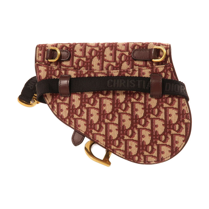 Dior Burgundy Oblique Canvas and Leather Saddle Belt Bag