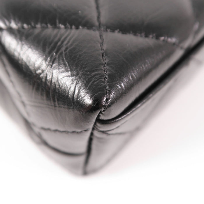 Chanel Shiny Aged Calfskin Quilted Mini Nano Kelly Shopper Black