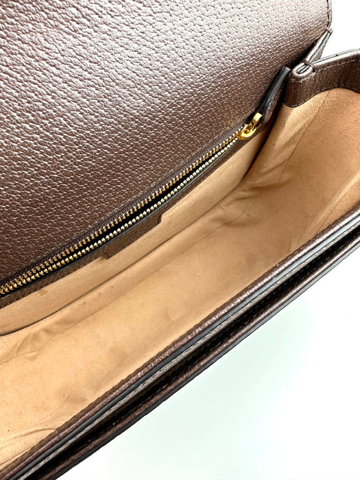 Gucci GG Supreme Monogram Web Ophidia Flap Messenger Bag Brown
