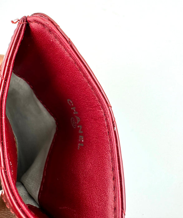 Chanel Red Patent Leather Card Holder