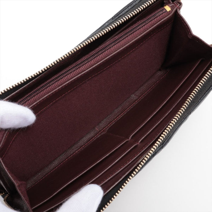Chanel Lambskin Zip Long Wallet in Black