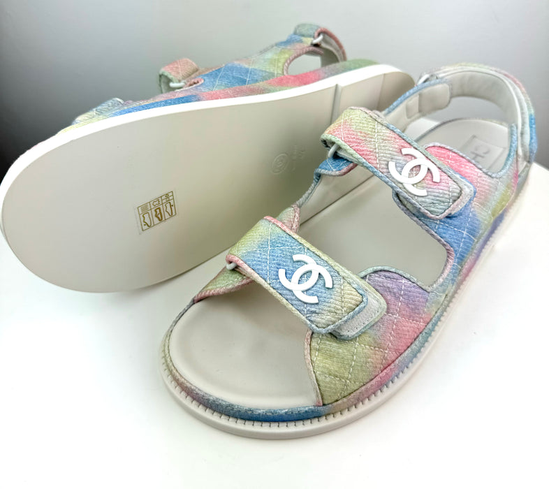Chanel Printed Fabric Quilted Multicolor sandals