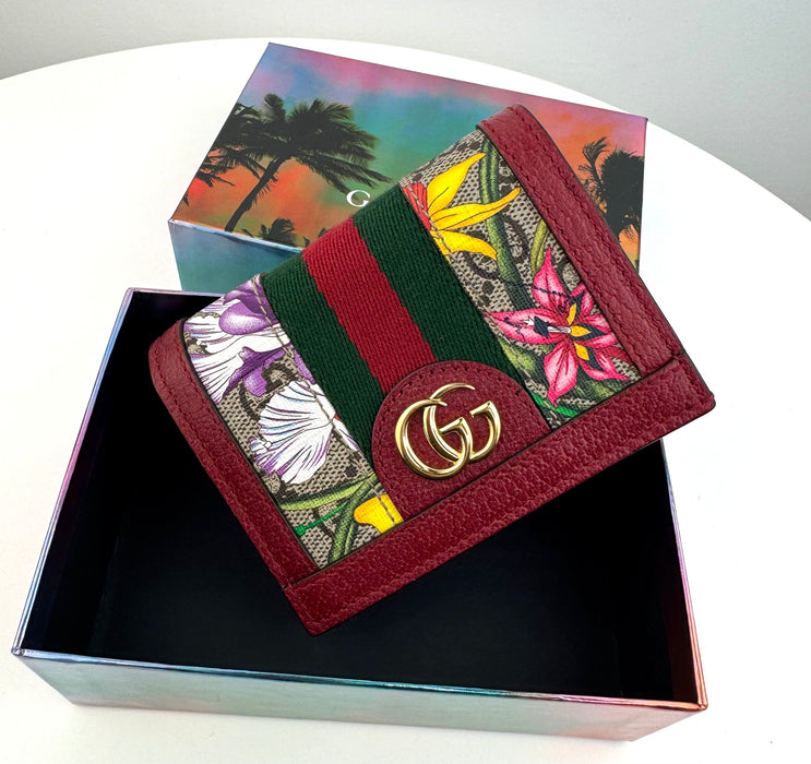 Gucci Ophidia Red Floral GG Bi Fold wallet