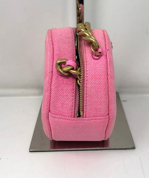 Chanel 19 Round Clutch with Chain Quilted Denim