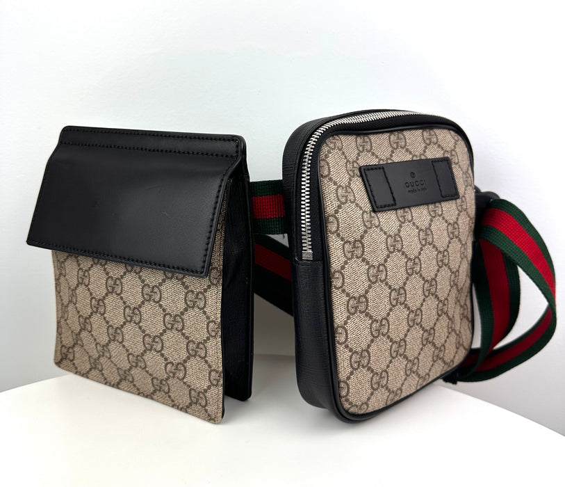 Gucci GG Supreme Double Web Belt Bag