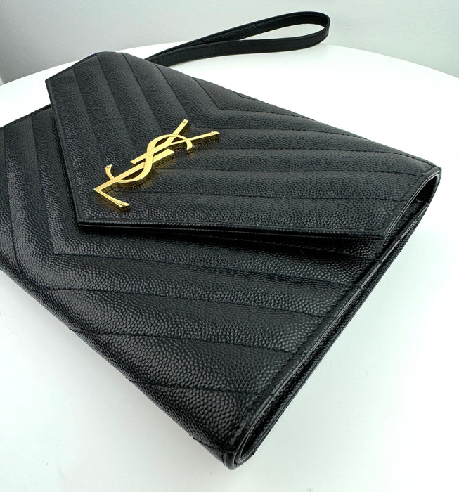 Saint Laurent Monogram Flap Clutch Wristlet Bag