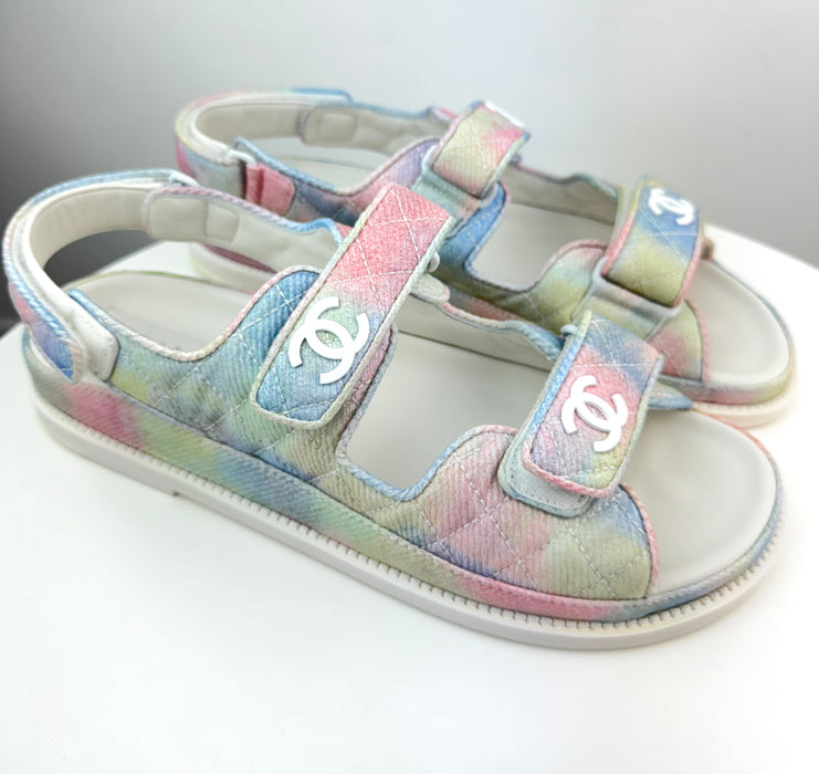 Chanel Printed Fabric Quilted Multicolor sandals