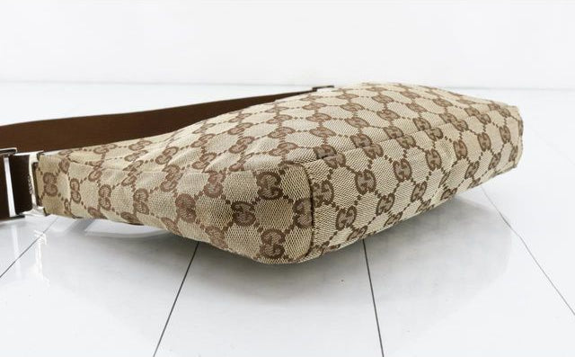 Gucci Gg Canvas Leather Shoulder Bag Beige