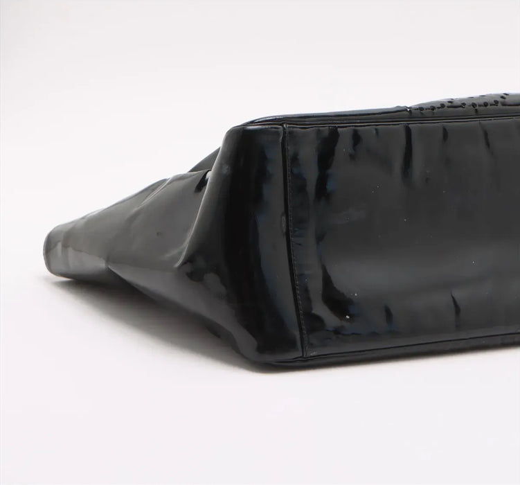 Chanel Perforated CC Logo Patent Leather Chain Handle Tote