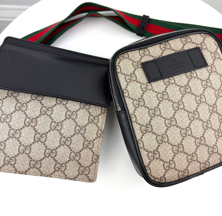 Gucci GG Supreme Double Web Belt Bag