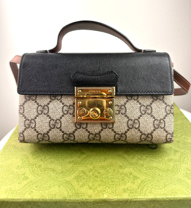 Gucci Padlock GG leather-trimmed shoulder bag