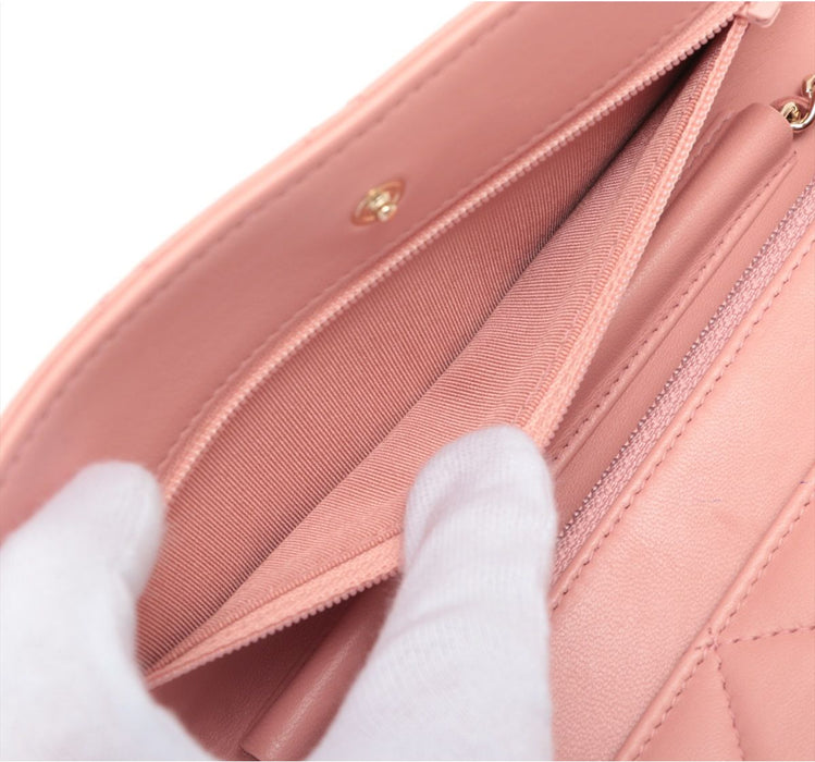 Chanel Lambskin Chain bag Pink Gold Hardware