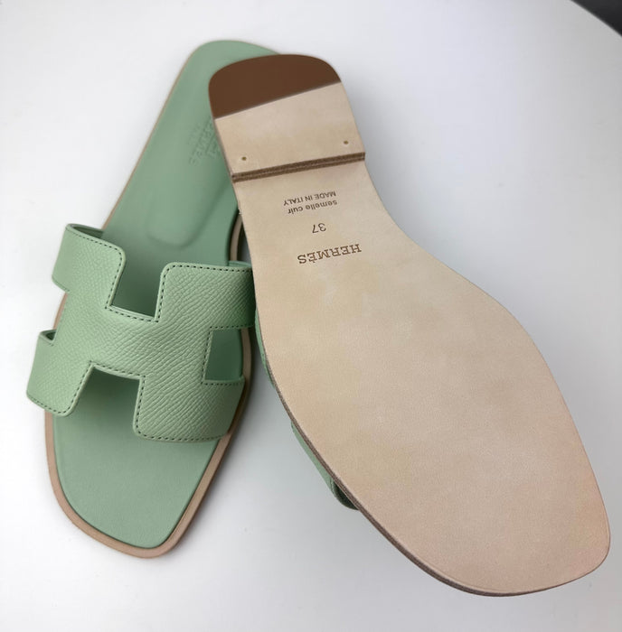Hermes Epsom Oran Sandals Vert Jade