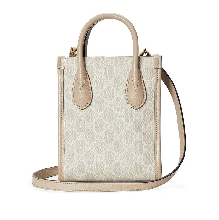 Gucci GG Supreme Monogram Textured Calfskin Mini Retro Interlocking G Tote Bag